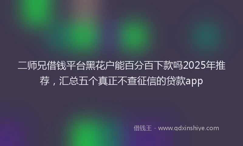 二师兄借钱平台黑花户能百分百下款吗2025年推荐，汇总五个真正不查征信的贷款app