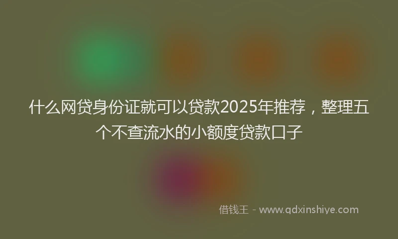 什么网贷身份证就可以贷款2025年推荐，整理五个不查流水的小额度贷款口子