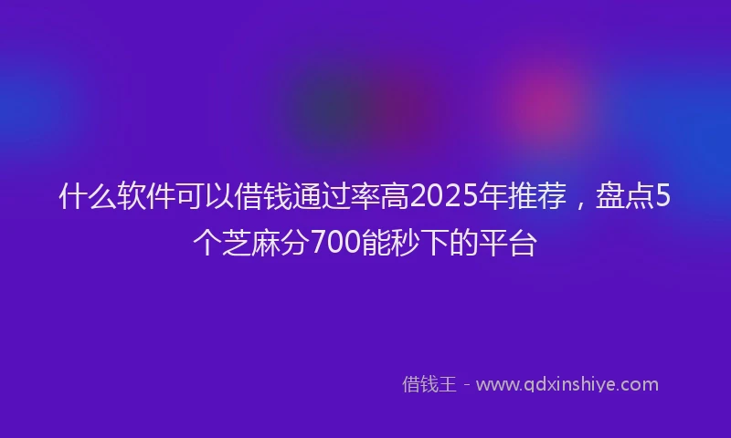 什么软件可以借钱通过率高2025年推荐，盘点5个芝麻分700能秒下的平台