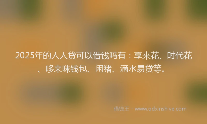 2025年的人人贷可以借钱吗有：享来花、时代花、哆来咪钱包、闲猪、滴水易贷等。