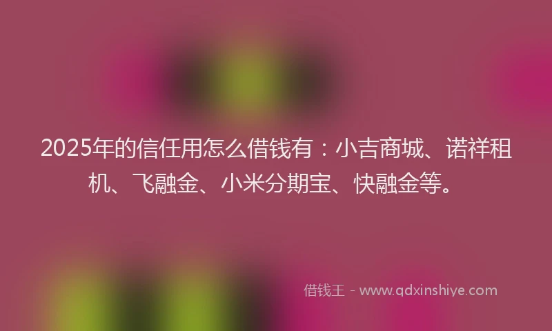 2025年的信任用怎么借钱有：小吉商城、诺祥租机、飞融金、小米分期宝、快融金等。