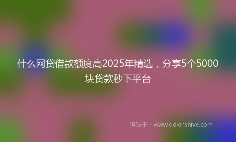 什么网贷借款额度高2025年精选，分享5个5000块贷款秒下平台