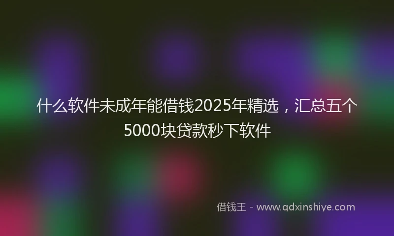 什么软件未成年能借钱2025年精选，汇总五个5000块贷款秒下软件
