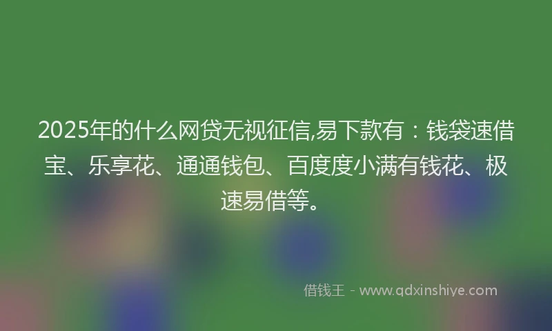2025年的什么网贷无视征信,易下款有：钱袋速借宝、乐享花、通通钱包、百度度小满有钱花、极速易借等。