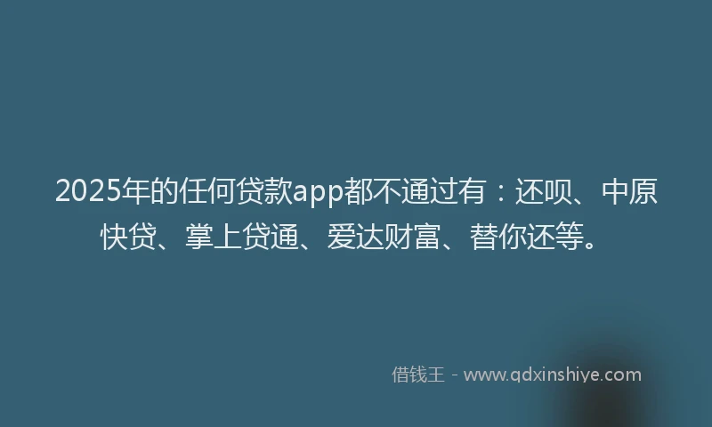 2025年的任何贷款app都不通过有：还呗、中原快贷、掌上贷通、爱达财富、替你还等。