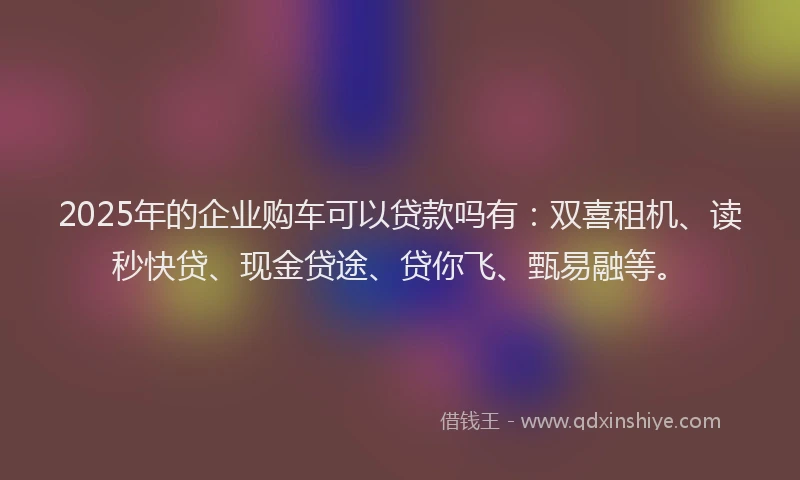 2025年的企业购车可以贷款吗有：双喜租机、读秒快贷、现金贷途、贷你飞、甄易融等。