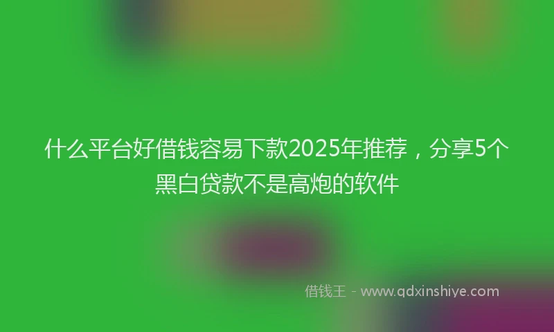 什么平台好借钱容易下款2025年推荐，分享5个黑白贷款不是高炮的软件