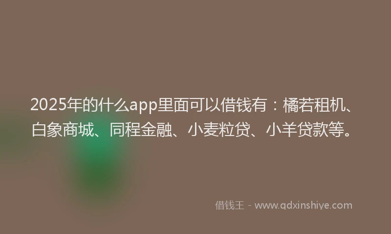 2025年的什么app里面可以借钱有：橘若租机、白象商城、同程金融、小麦粒贷、小羊贷款等。