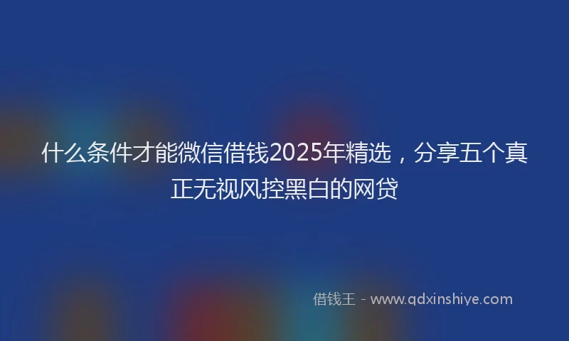 什么条件才能微信借钱2025年精选，分享五个真正无视风控黑白的网贷