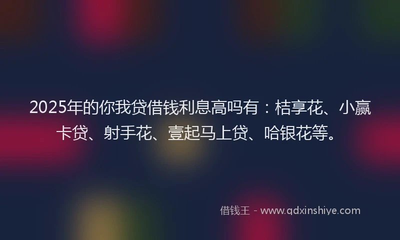 2025年的你我贷借钱利息高吗有：桔享花、小赢卡贷、射手花、壹起马上贷、哈银花等。