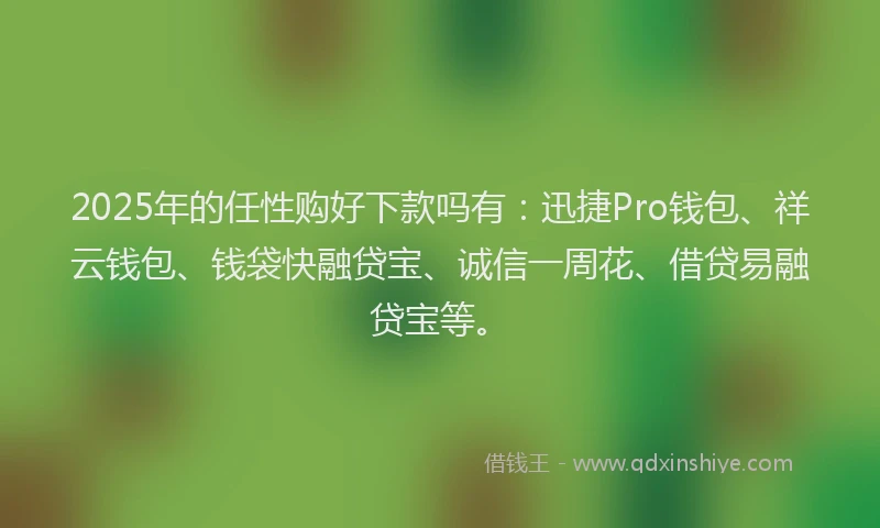 2025年的任性购好下款吗有：迅捷Pro钱包、祥云钱包、钱袋快融贷宝、诚信一周花、借贷易融贷宝等。