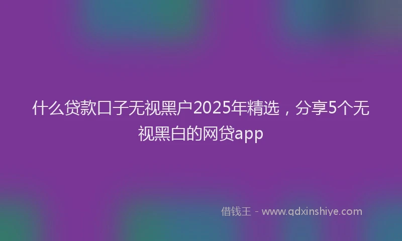 什么贷款口子无视黑户2025年精选，分享5个无视黑白的网贷app