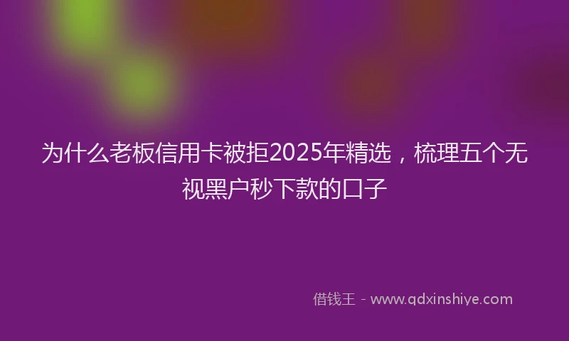 为什么老板信用卡被拒2025年精选，梳理五个无视黑户秒下款的口子