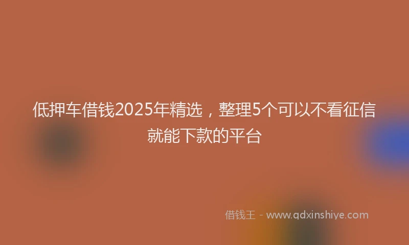低押车借钱2025年精选，整理5个可以不看征信就能下款的平台