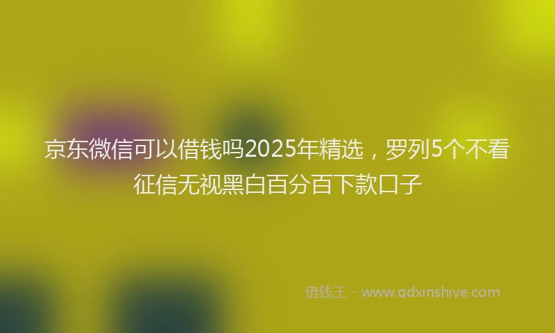 京东微信可以借钱吗2025年精选，罗列5个不看征信无视黑白百分百下款口子