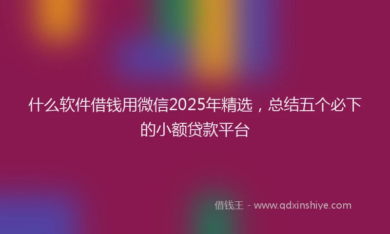 什么软件借钱用微信2025年精选，总结五个必下的小额贷款平台