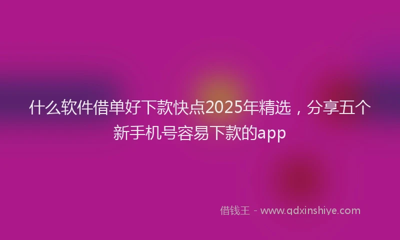 什么软件借单好下款快点2025年精选，分享五个新手机号容易下款的app
