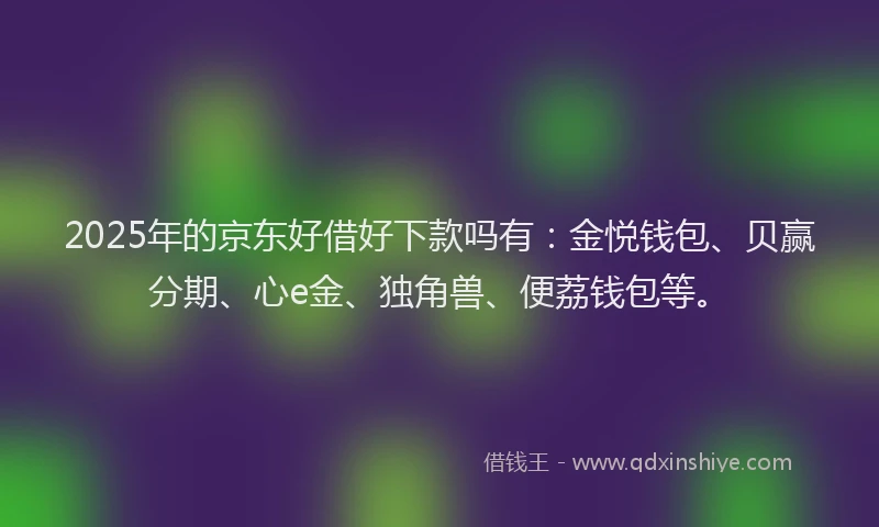 2025年的京东好借好下款吗有：金悦钱包、贝赢分期、心e金、独角兽、便荔钱包等。