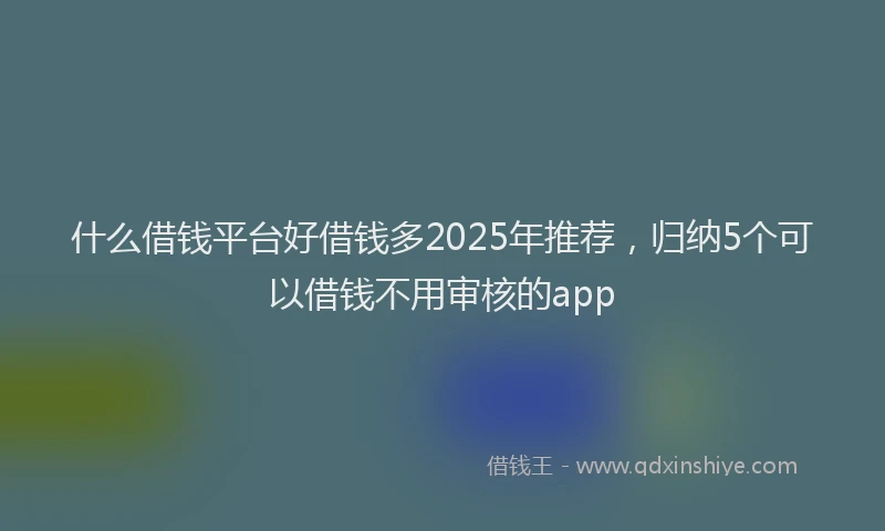 什么借钱平台好借钱多2025年推荐，归纳5个可以借钱不用审核的app