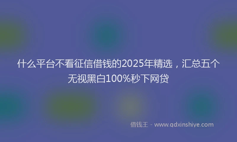 什么平台不看征信借钱的2025年精选，汇总五个无视黑白100%秒下网贷