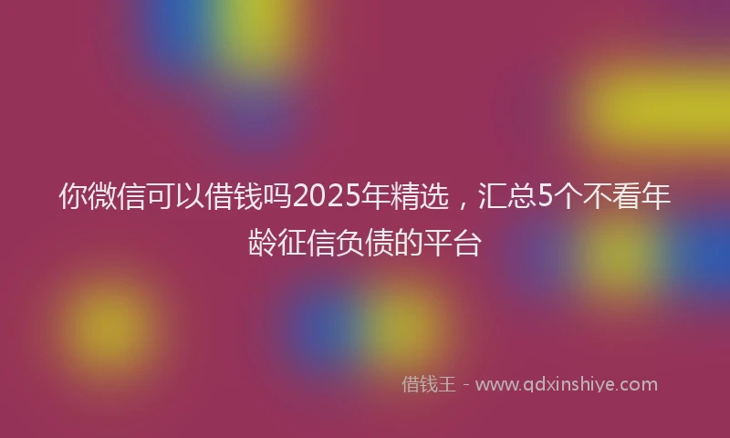 你微信可以借钱吗2025年精选，汇总5个不看年龄征信负债的平台