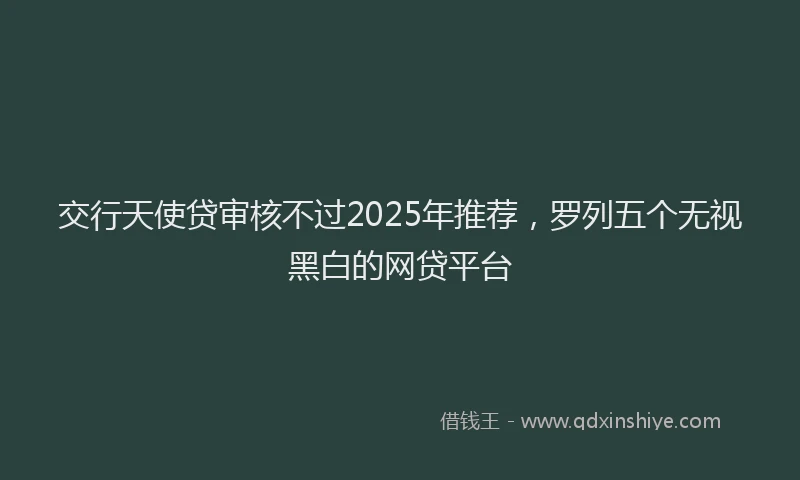 交行天使贷审核不过2025年推荐，罗列五个无视黑白的网贷平台