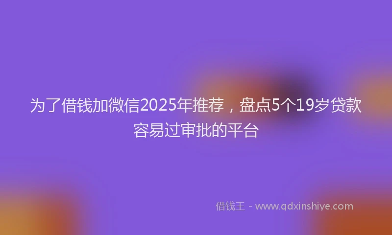 为了借钱加微信2025年推荐，盘点5个19岁贷款容易过审批的平台