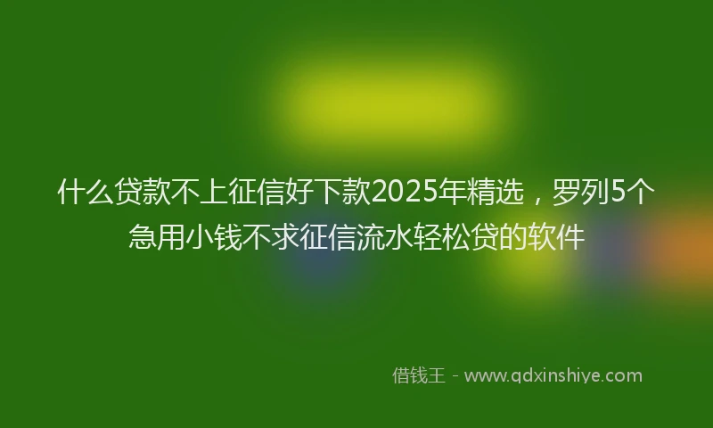 什么贷款不上征信好下款2025年精选,罗列5个急用小钱不求征信流水轻松贷的软件