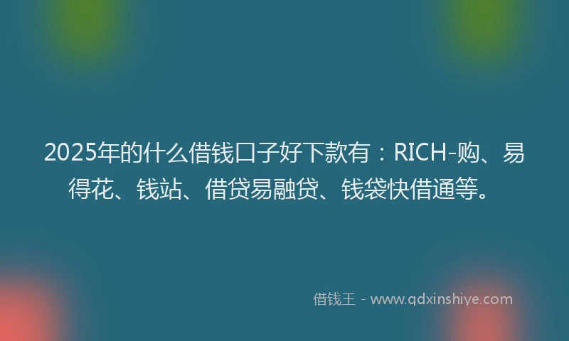 2025年的什么借钱口子好下款有：RICH-购、易得花、钱站、借贷易融贷、钱袋快借通等。