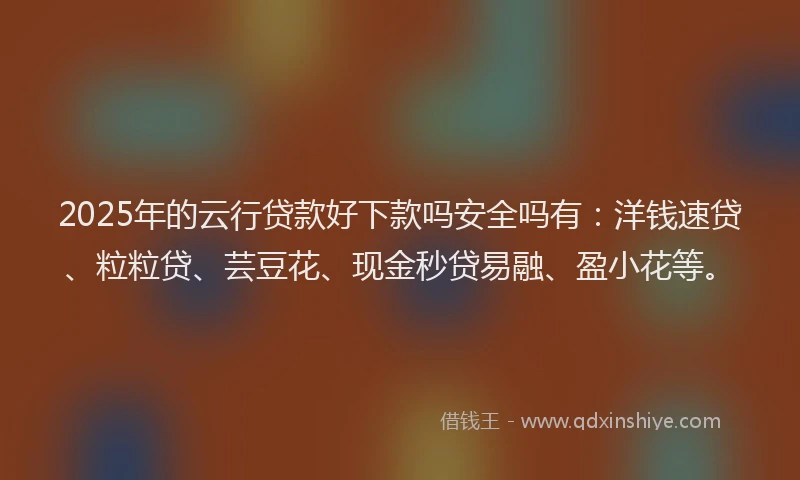 2025年的云行贷款好下款吗安全吗有：洋钱速贷、粒粒贷、芸豆花、现金秒贷易融、盈小花等。