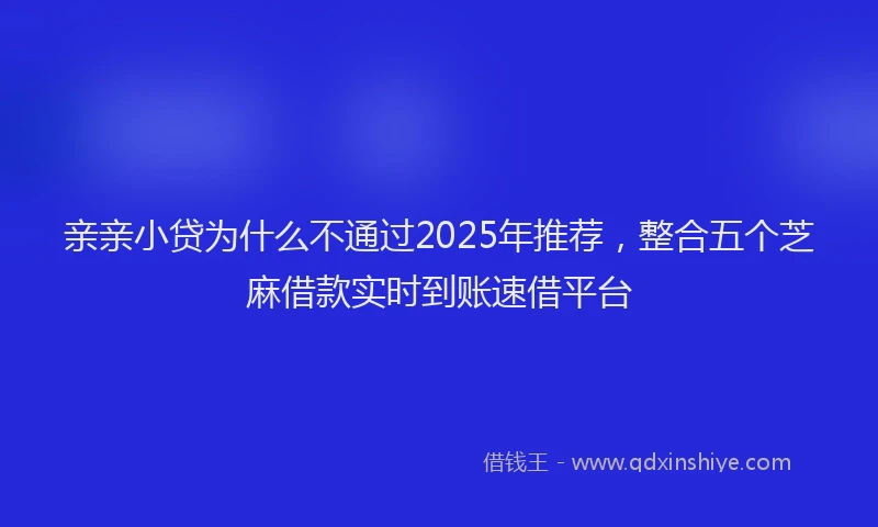 亲亲小贷为什么不通过2025年推荐，整合五个芝麻借款实时到账速借平台