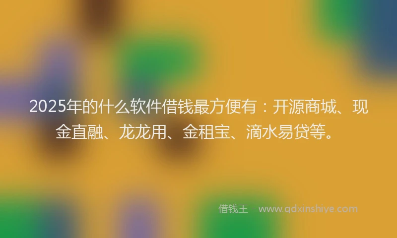 2025年的什么软件借钱最方便有：开源商城、现金直融、龙龙用、金租宝、滴水易贷等。
