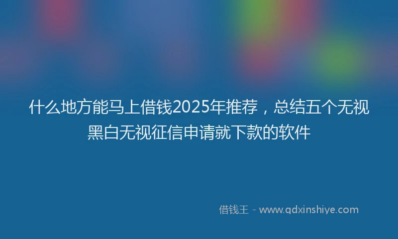 什么地方能马上借钱2025年推荐，总结五个无视黑白无视征信申请就下款的软件