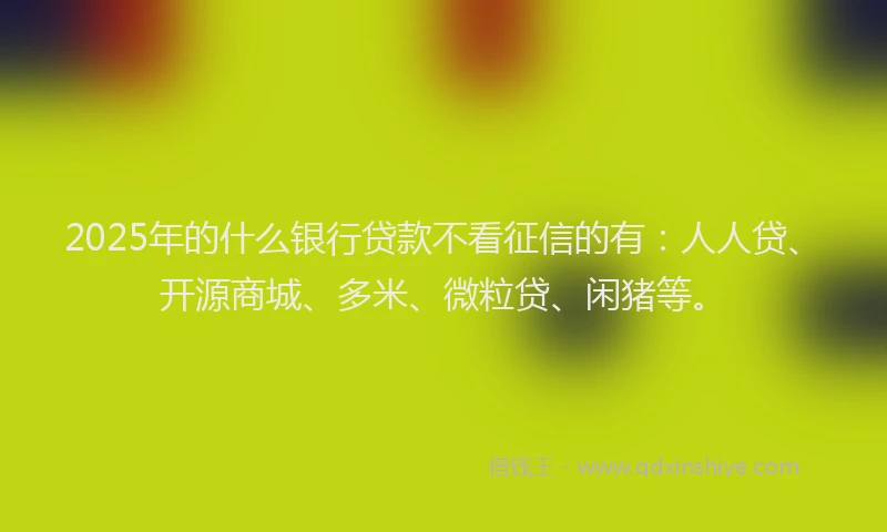 2025年的什么银行贷款不看征信的有：人人贷、开源商城、多米、微粒贷、闲猪等。