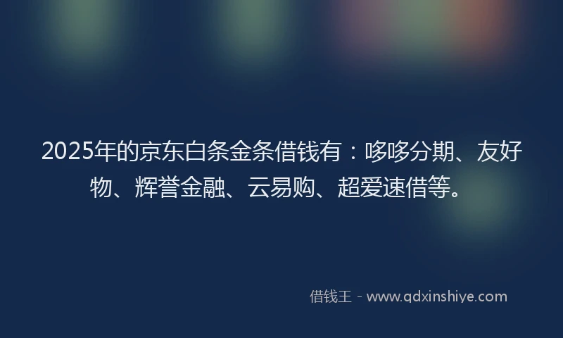 2025年的京东白条金条借钱有：哆哆分期、友好物、辉誉金融、云易购、超爱速借等。