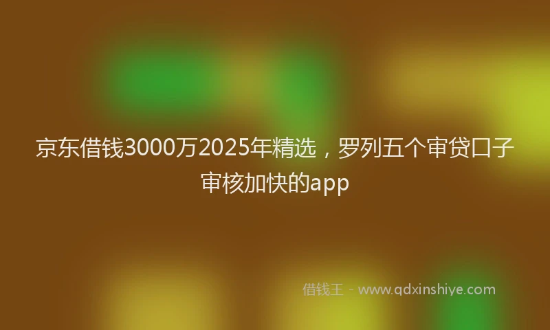 京东借钱3000万2025年精选，罗列五个审贷口子审核加快的app