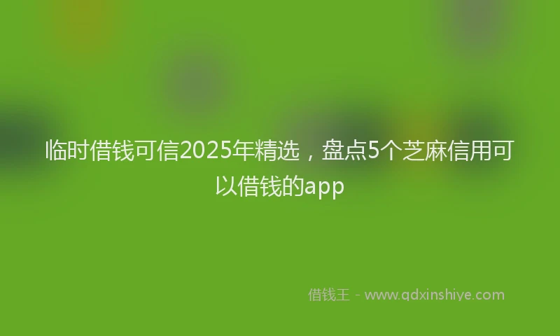 临时借钱可信2025年精选,盘点5个芝麻信用可以借钱的app
