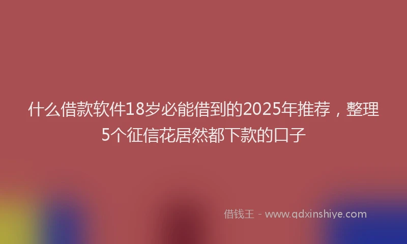 什么借款软件18岁必能借到的2025年推荐，整理5个征信花居然都下款的口子