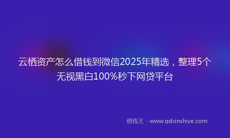 云栖资产怎么借钱到微信2025年精选,整理5个无视黑白100%秒下网贷平台