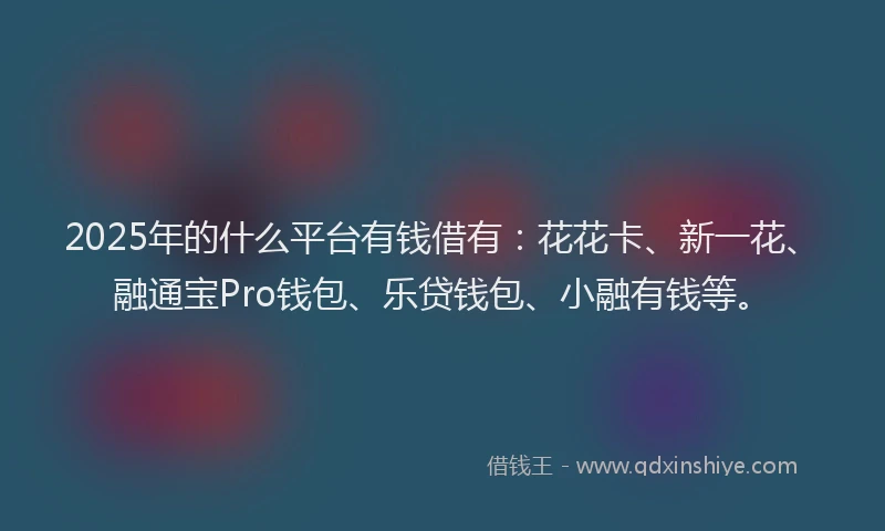 2025年的什么平台有钱借有：花花卡、新一花、融通宝Pro钱包、乐贷钱包、小融有钱等。