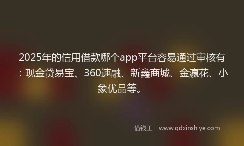 2025年的信用借款哪个app平台容易通过审核有：现金贷易宝、360速融、新鑫商城、金瀛花、小象优品等。