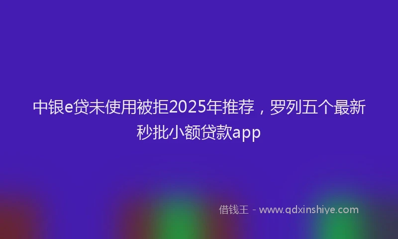 中银e贷未使用被拒2025年推荐，罗列五个最新秒批小额贷款app