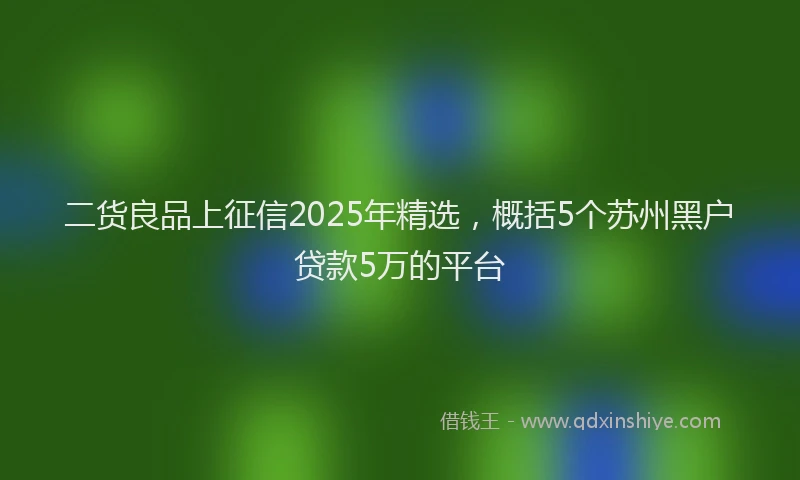二货良品上征信2025年精选，概括5个苏州黑户贷款5万的平台