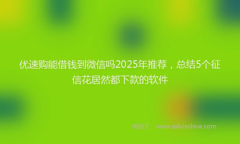 优速购能借钱到微信吗2025年推荐，总结5个征信花居然都下款的软件