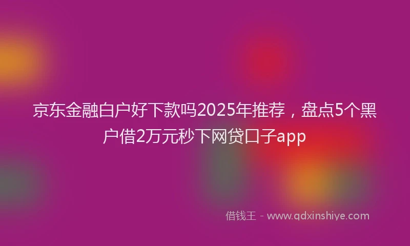京东金融白户好下款吗2025年推荐，盘点5个黑户借2万元秒下网贷口子app