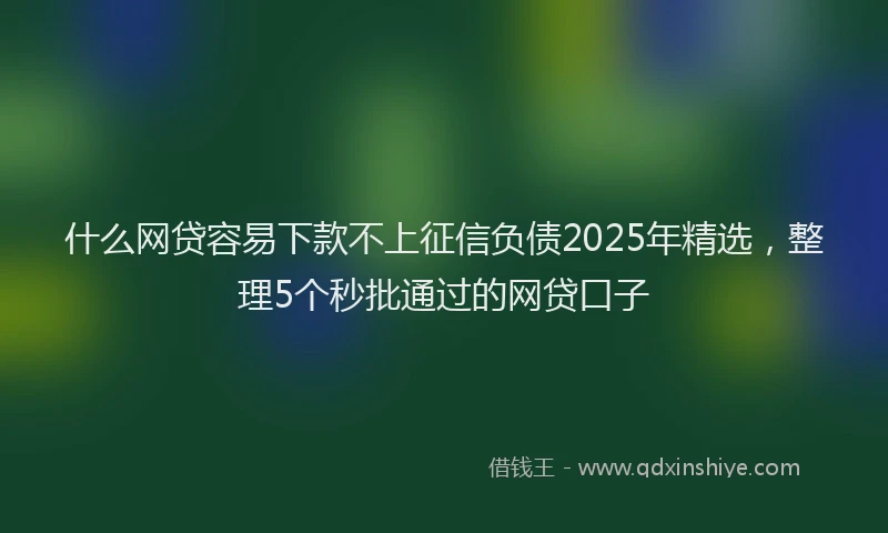 什么网贷容易下款不上征信负债2025年精选，整理5个秒批通过的网贷口子