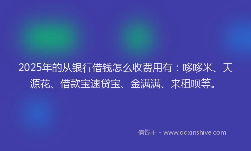 2025年的从银行借钱怎么收费用有:哆哆米、天源花、借款宝速贷宝、金满满、来租呗等。