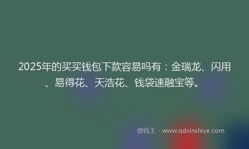 2025年的买买钱包下款容易吗有：金瑞龙、闪用、易得花、天浩花、钱袋速融宝等。