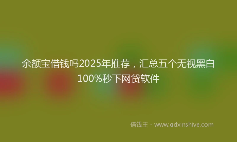 余额宝借钱吗2025年推荐,汇总五个无视黑白100%秒下网贷软件
