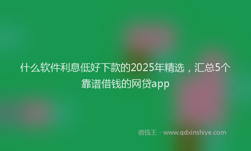 什么软件利息低好下款的2025年精选,汇总5个靠谱借钱的网贷app